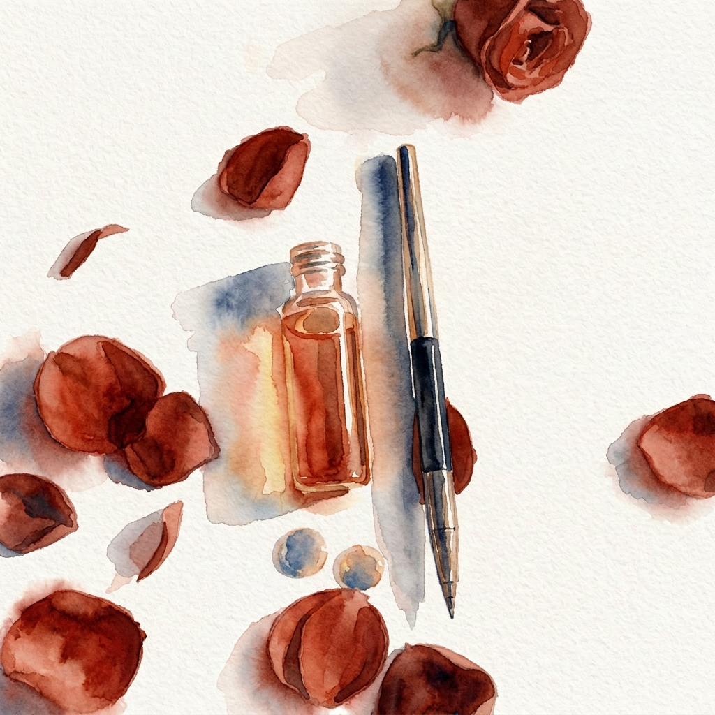 PRP Vampire Facial flat lay with golden platelet-rich plasma vial, microneedling pen and red rose petals on marble — Envision Medical Care Ripley WV